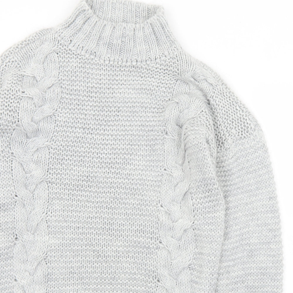 NaaNaa Womens Grey Mock Neck  Acrylic Pullover Jumper Size S
