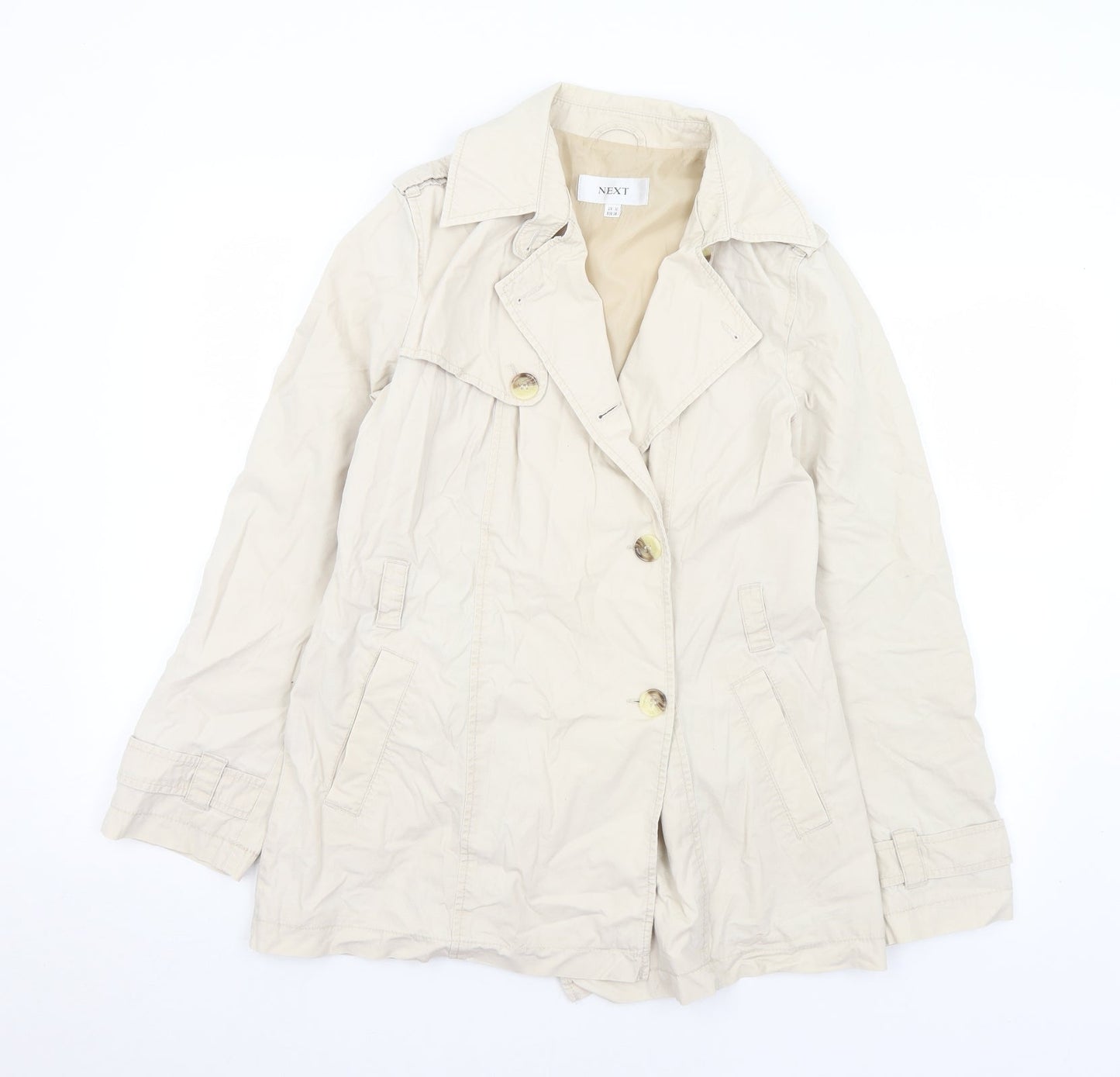 NEXT Womens Ivory   Overcoat Coat Size 10  Button