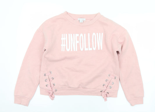 Primark Girls Pink  Polyester Pullover Sweatshirt Size 11-12 Years   - Unfollow