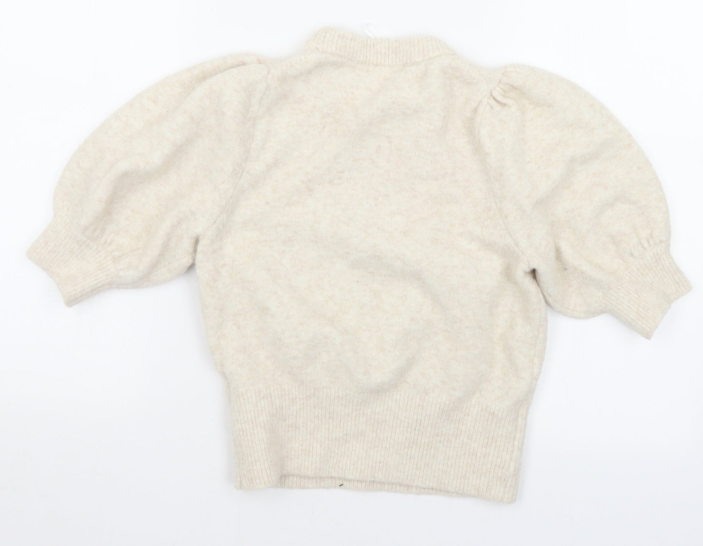H&M Womens Ivory Crew Neck  Polyester Pullover Jumper Size S