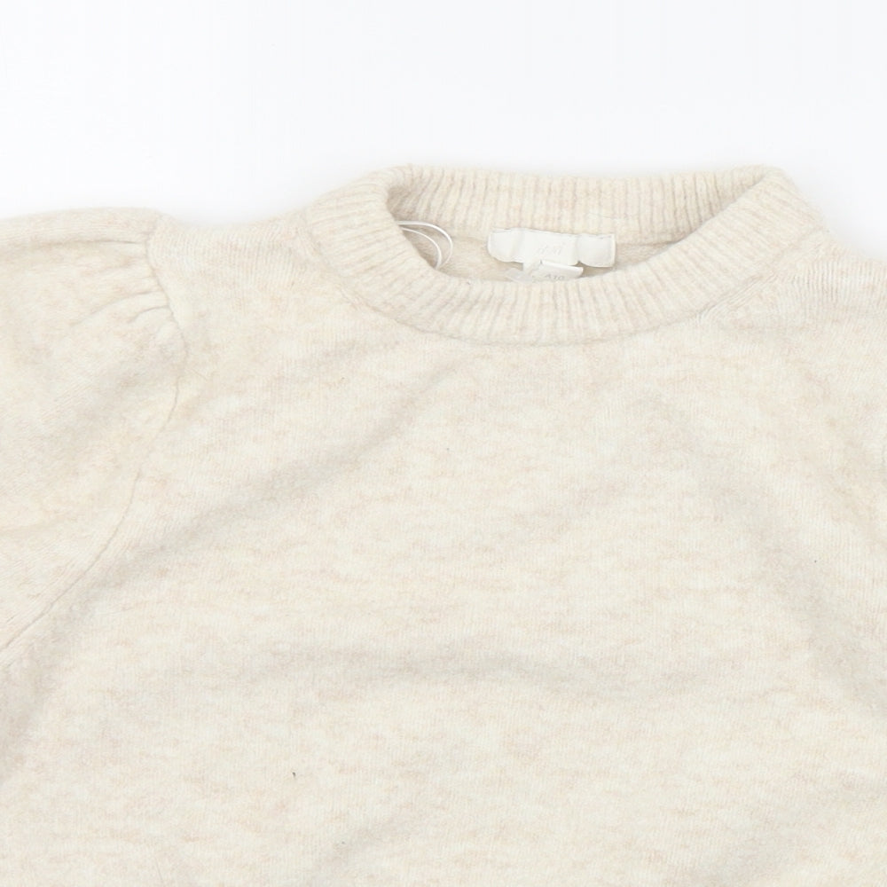 H&M Womens Ivory Crew Neck  Polyester Pullover Jumper Size S