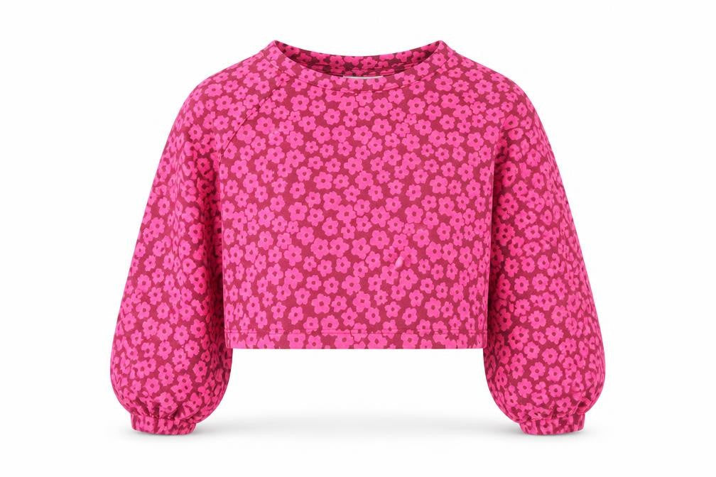 Matalan Girls Pink Floral Polyester Pullover Sweatshirt Size 5 Years