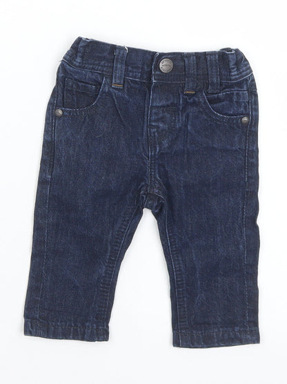 Next Baby Blue  Cotton Capri Jeans Size 3-6 Months  Snap