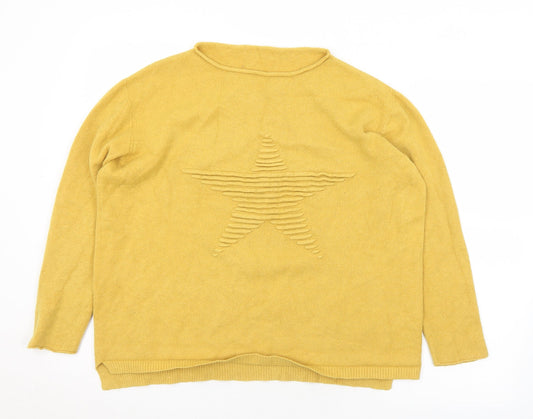 Preworn Womens Yellow Round Neck  Viscose Pullover Jumper Size M   - Star