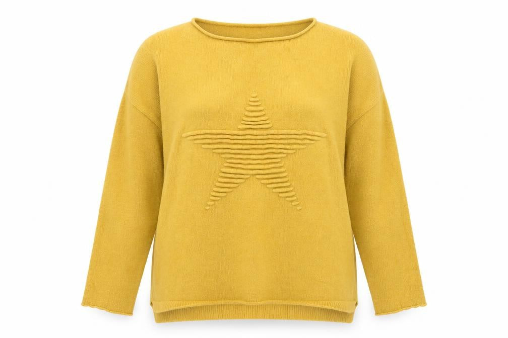 Preworn Womens Yellow Round Neck  Viscose Pullover Jumper Size M   - Star