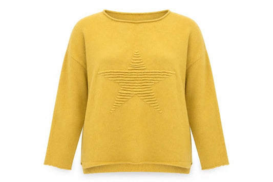 Preworn Womens Yellow Round Neck  Viscose Pullover Jumper Size M   - Star