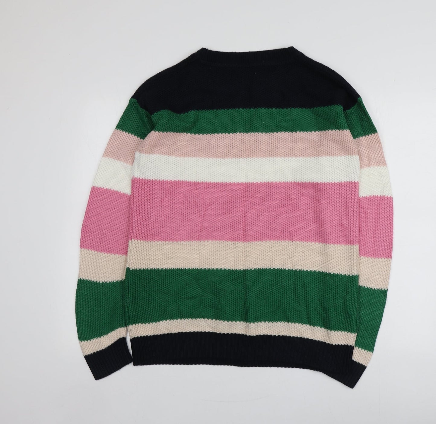 Dorothy Perkins Womens Multicoloured Round Neck Striped Acrylic Pullover Jumper Size 10