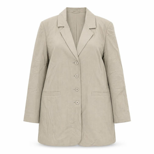 Classics Womens Beige Striped Polyester Jacket Blazer Size 14