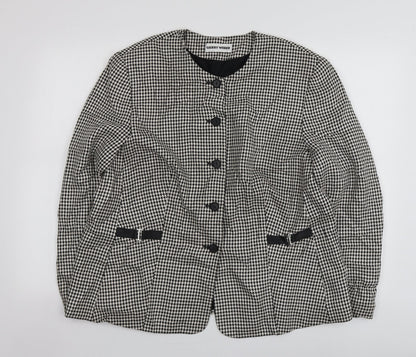 Preloved Gerry Weber Womens Beige Houndstooth Polyester Jacket Blazer Size 14 - Front