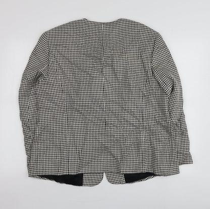 Preloved Gerry Weber Womens Beige Houndstooth Polyester Jacket Blazer Size 14 - Back