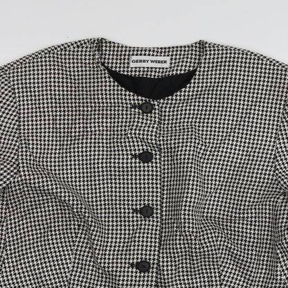 Preloved Gerry Weber Womens Beige Houndstooth Polyester Jacket Blazer Size 14 - Detail