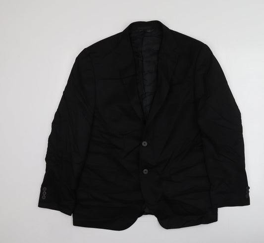 M&S Mens Black  Polyester Jacket Suit Jacket Size XL