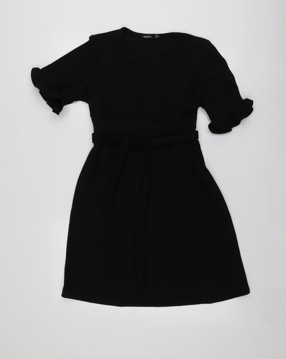 Boohoo Womens Black  Polyester Trapeze & Swing  Size 12  Round Neck