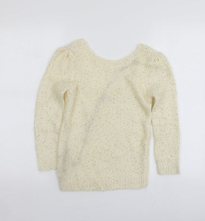 Kookai Womens Ivory Round Neck  Acrylic Pullover Jumper Size XS