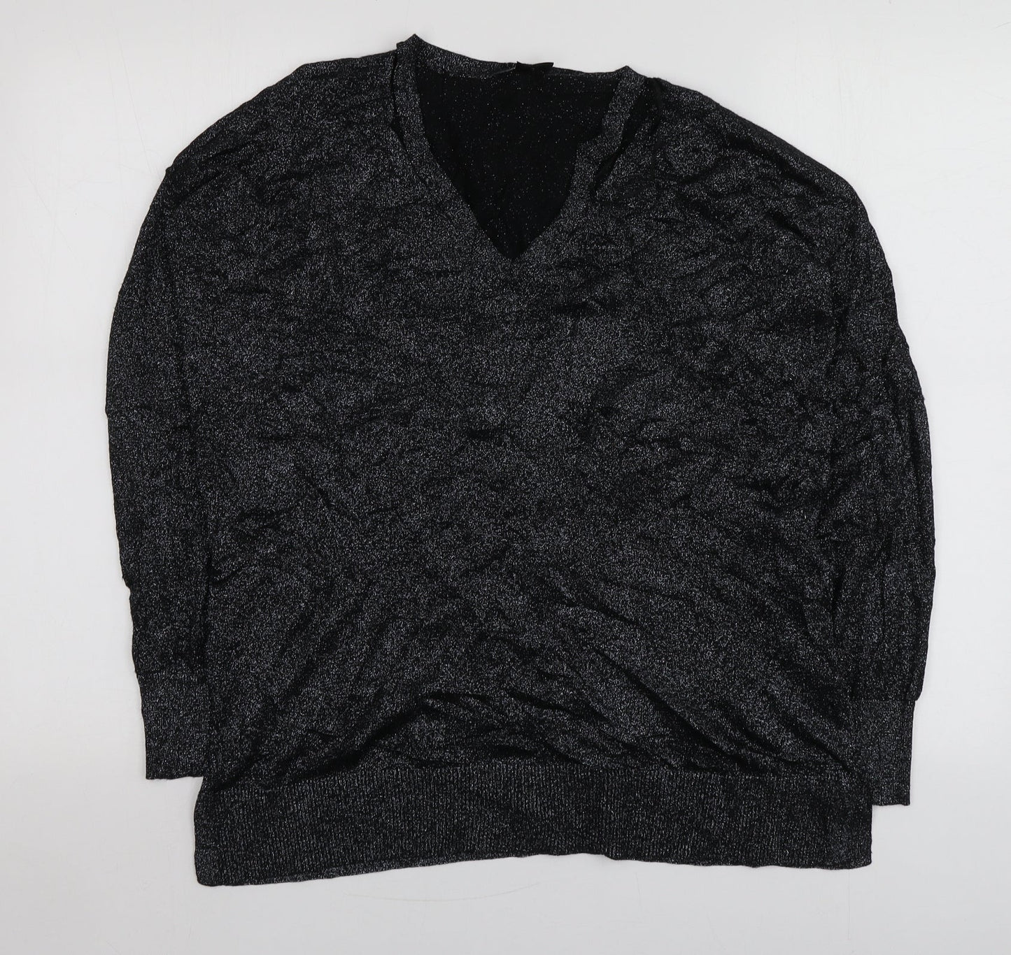 Topshop Womens Black Round Neck  Viscose Pullover Jumper Size 12