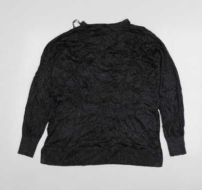 Topshop Womens Black Round Neck  Viscose Pullover Jumper Size 12