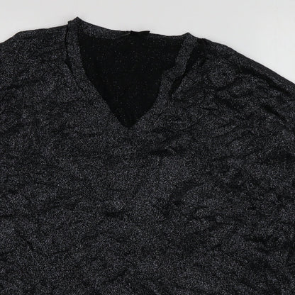 Topshop Womens Black Round Neck  Viscose Pullover Jumper Size 12