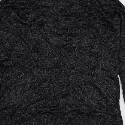 Topshop Womens Black Round Neck  Viscose Pullover Jumper Size 12
