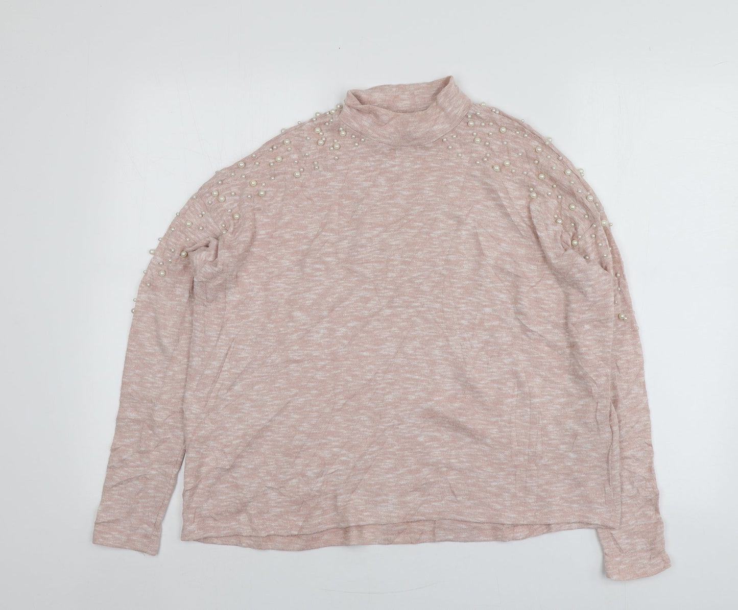 H&M Womens Pink High Neck  Polyester Pullover Jumper Size S