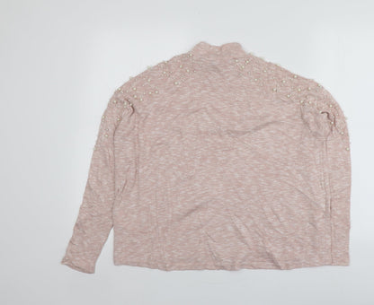 H&M Womens Pink High Neck  Polyester Pullover Jumper Size S