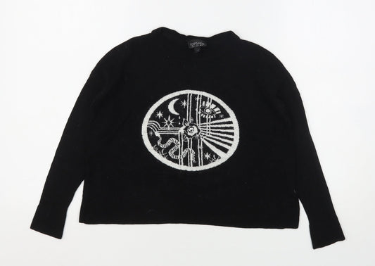 Topshop Womens Black  Viscose Pullover Sweatshirt Size 4