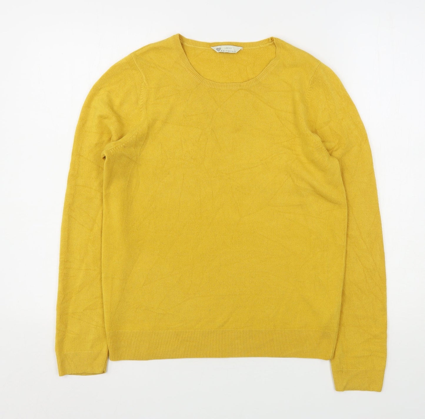 Matalan Womens Yellow Round Neck  Acrylic Pullover Jumper Size 12