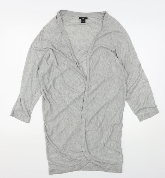 H&M Womens Grey V-Neck  Viscose Cardigan Jumper Size M