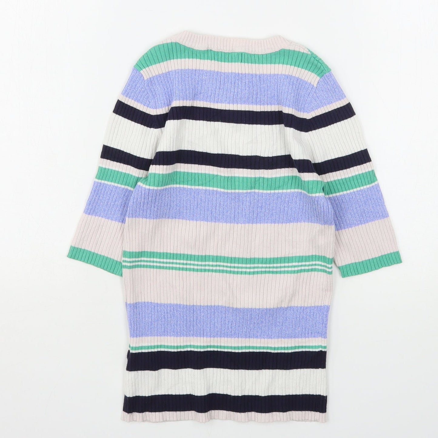 New Look Womens Multicoloured Round Neck Striped Viscose Pullover Jumper Size 8