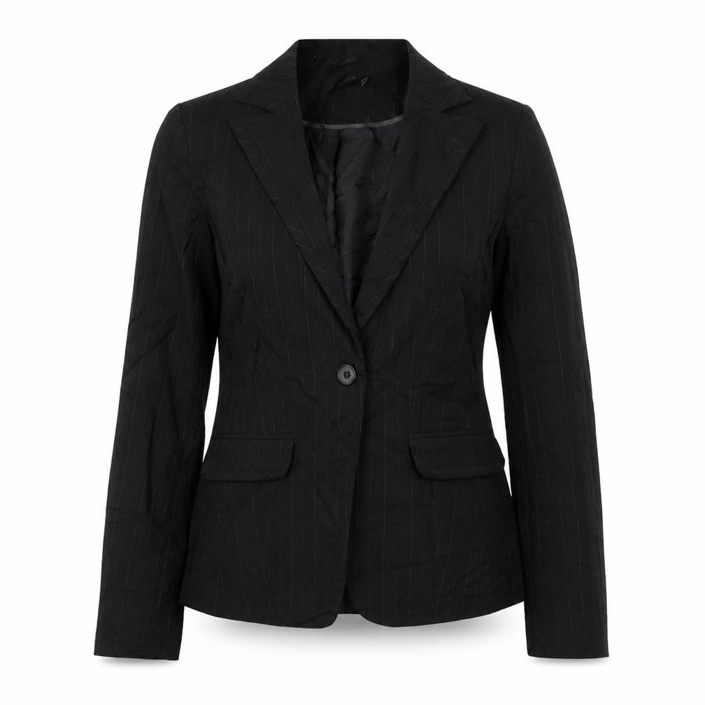 Primark Womens Black Striped Polyester Jacket Suit Jacket Size 10