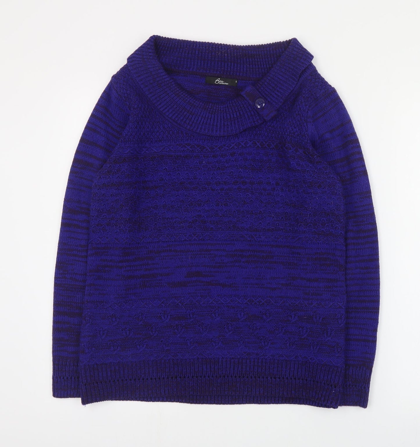 Bonmarché Womens Blue Round Neck  Acrylic Pullover Jumper Size S