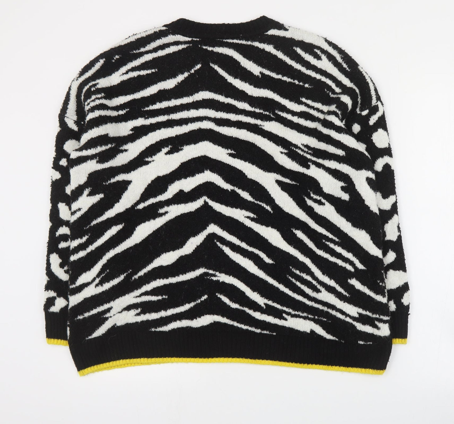 Marks and Spencer Womens Blue Round Neck Animal Print Acrylic Pullover Jumper Size L