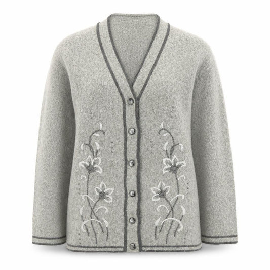 Roman Womens Grey V-Neck  Nylon Cardigan Jumper Size S