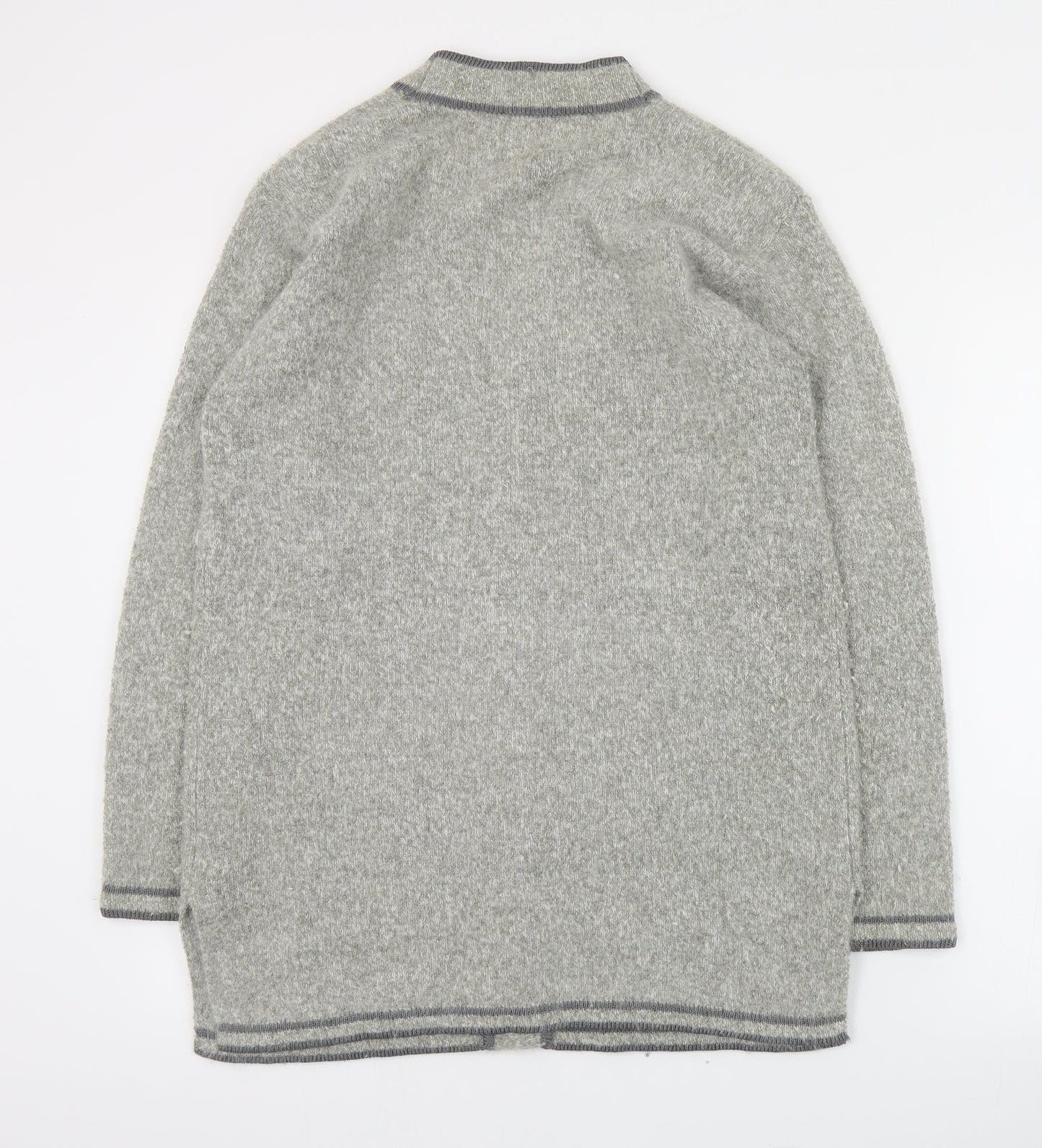 Roman Womens Grey V-Neck  Nylon Cardigan Jumper Size S