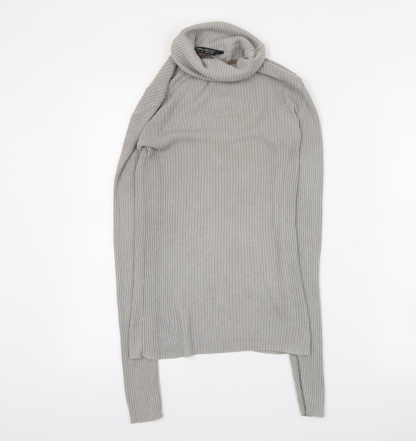 Select Womens Grey Roll Neck  Acetate Pullover Jumper Size 8