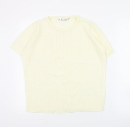 EWM Womens Ivory Round Neck  Acrylic Pullover Jumper Size M