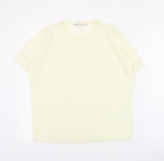 EWM Womens Ivory Round Neck  Acrylic Pullover Jumper Size M