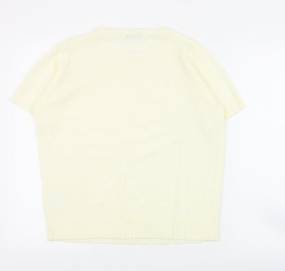 EWM Womens Ivory Round Neck  Acrylic Pullover Jumper Size M
