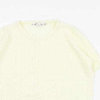 EWM Womens Ivory Round Neck  Acrylic Pullover Jumper Size M