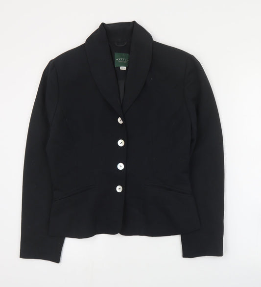 Halton Womens Black  Polyester Jacket Suit Jacket Size 12