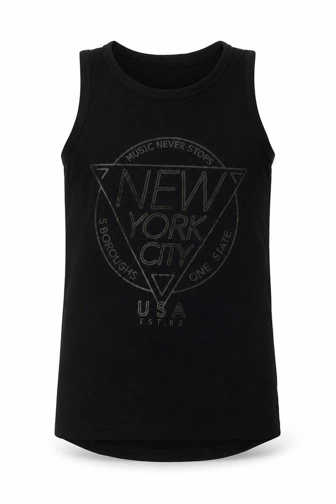 Next Boys Black  Cotton Basic Tank Size 8 Years Round Neck Pullover - NYC