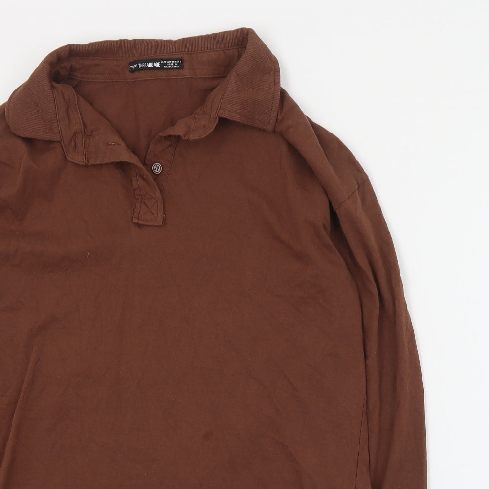 Threadbare Womens Brown  Cotton Basic Polo Size 10 Collared