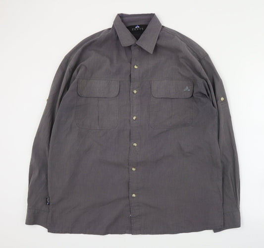 Mountain Craft Mens Grey  Polyester  Button-Up Size L Collared Button