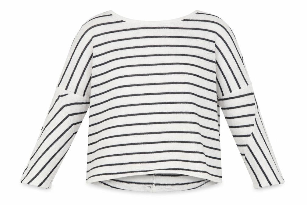 New Look Womens White Round Neck Striped Viscose Pullover Jumper Size S