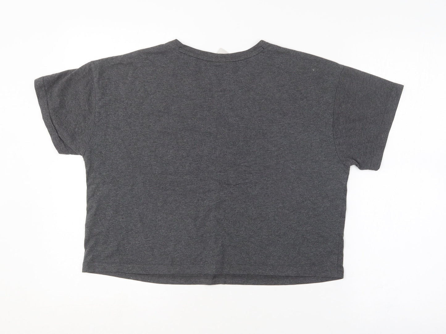New Look Womens Grey  Cotton Basic T-Shirt Size S Round Neck