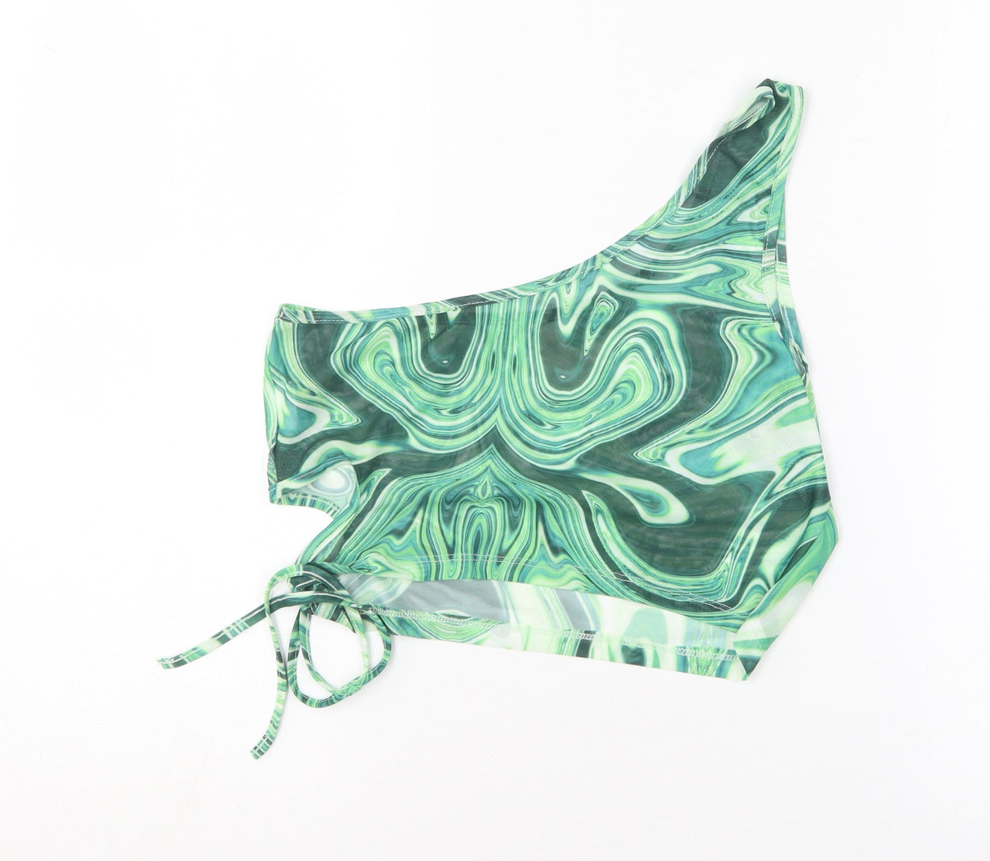 SheIn Womens Green  Polyester Cropped Blouse Size L One Shoulder