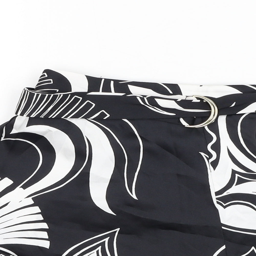 River Island Womens Black Geometric Polyester Bermuda Shorts Size S L3 in Regular