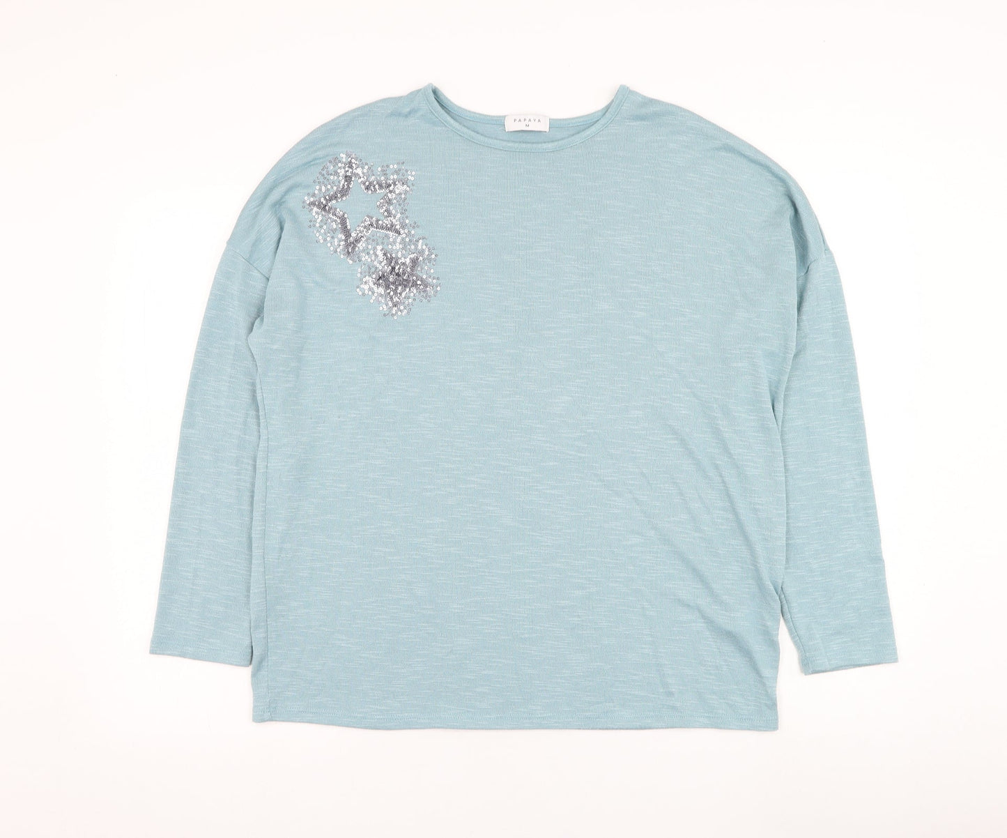 Papaya Womens Blue Round Neck  Polyester Pullover Jumper Size M   - Star