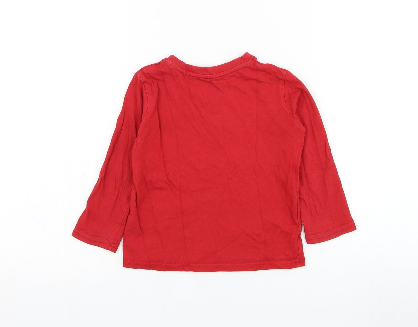 Primark Boys Red  Cotton Basic T-Shirt Size 2-3 Years Round Neck Pullover - Epic Super Star