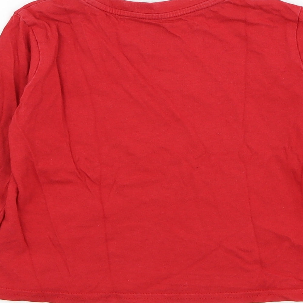 Primark Boys Red  Cotton Basic T-Shirt Size 2-3 Years Round Neck Pullover - Epic Super Star