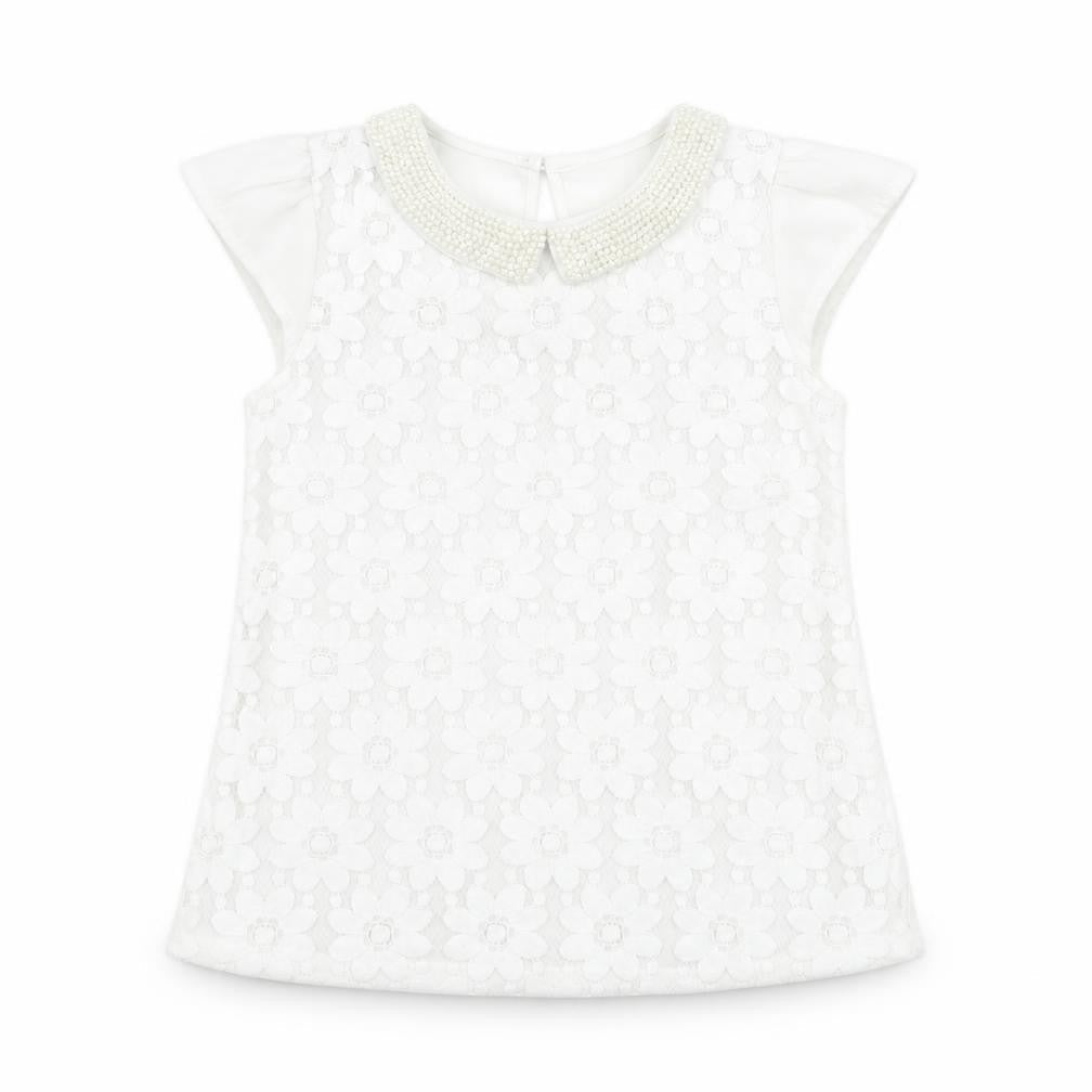 Dunnes Stores Girls Ivory  Polyester Basic Tank Size 8 Years Collared Pullover - Flower